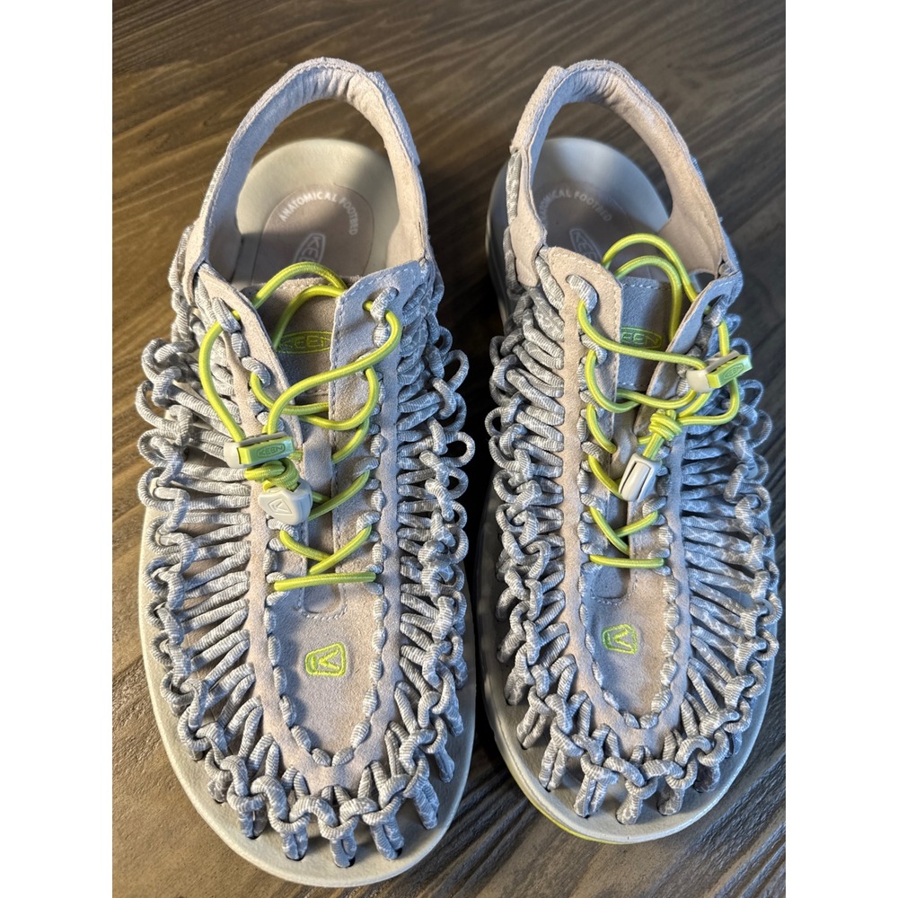 KEEN Uneek Sandals Women 11 Grey Lime Green‎ Excellent Braided Bungee 1014640 - Picture 10 of 10